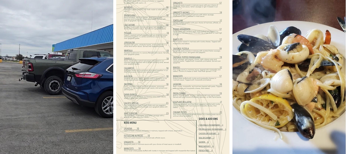 Bida's Italian Menu