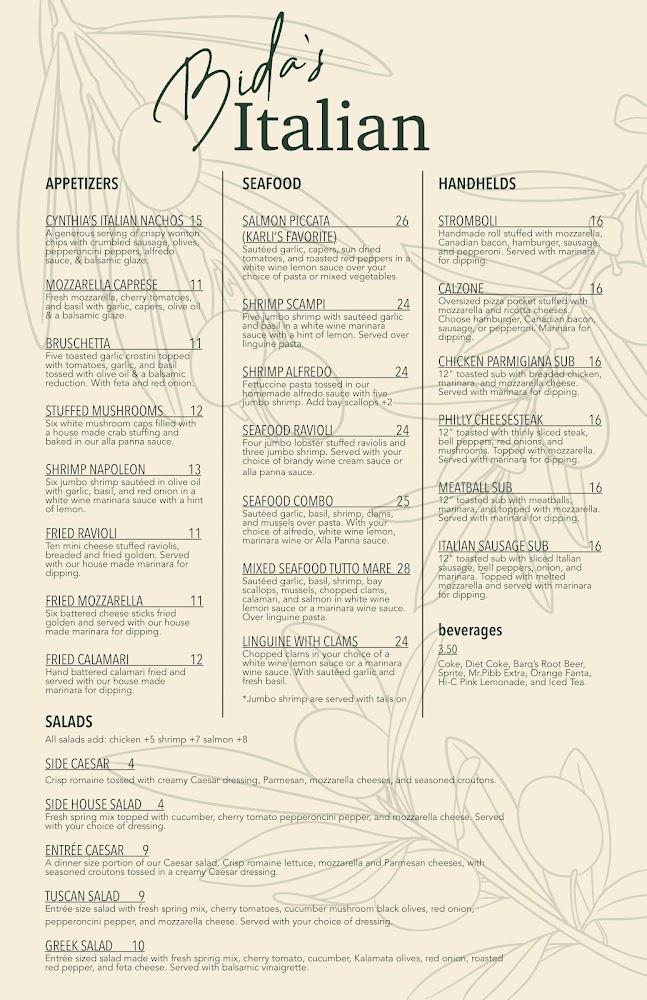 Bida's Italian Menu image 2